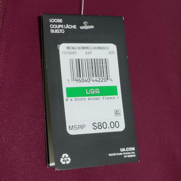 Under Armour Storm Fleece Hoodie Men's Large Maroon White Sweatshirt Sweater NEW - Picture 5 of 14